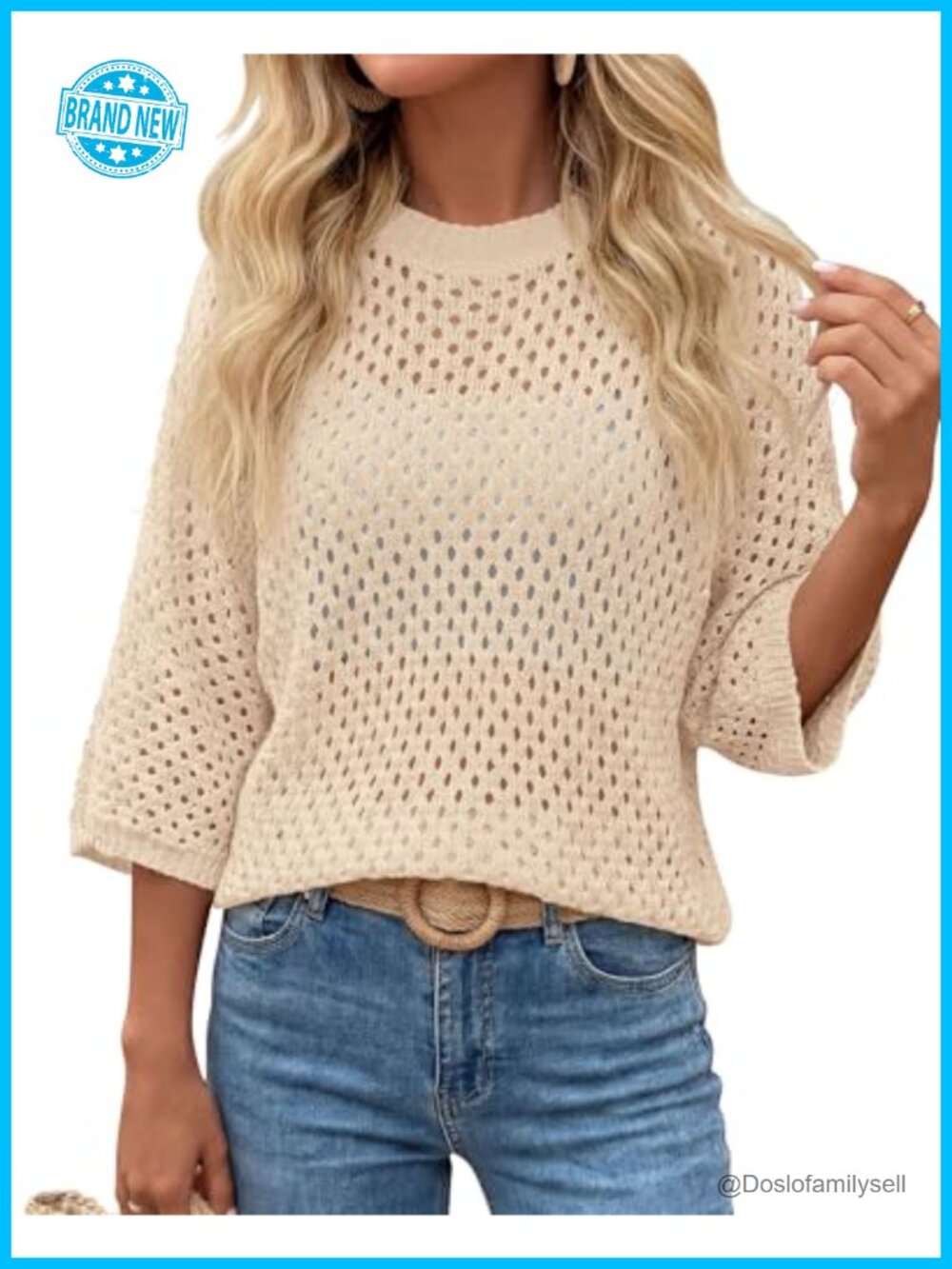 KIRUNDO Crochet Beach Cover Up Top Short Sleeve Cotton Women's